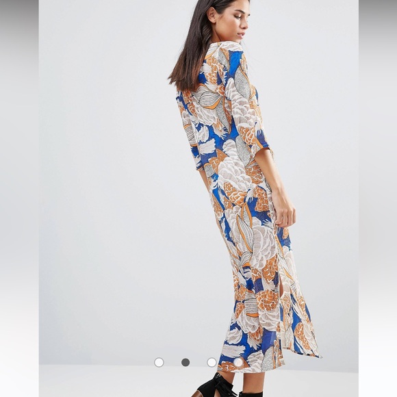 Traffic People Leaf Print Maxi Dress Size M - Picture 3 of 11